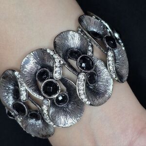 Vintage Silver and Black Statement Bracelet